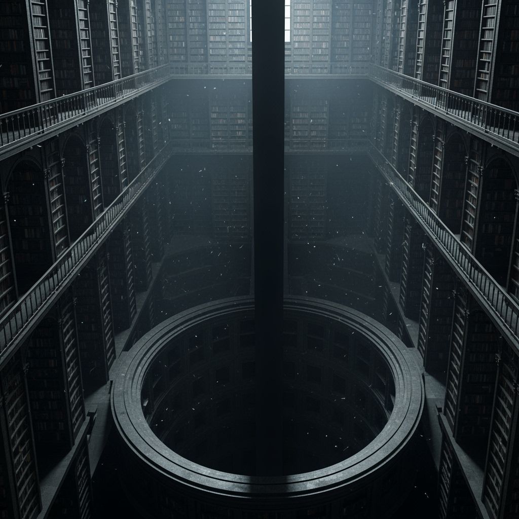 Dark Academia Library Void with Spectral Whispers