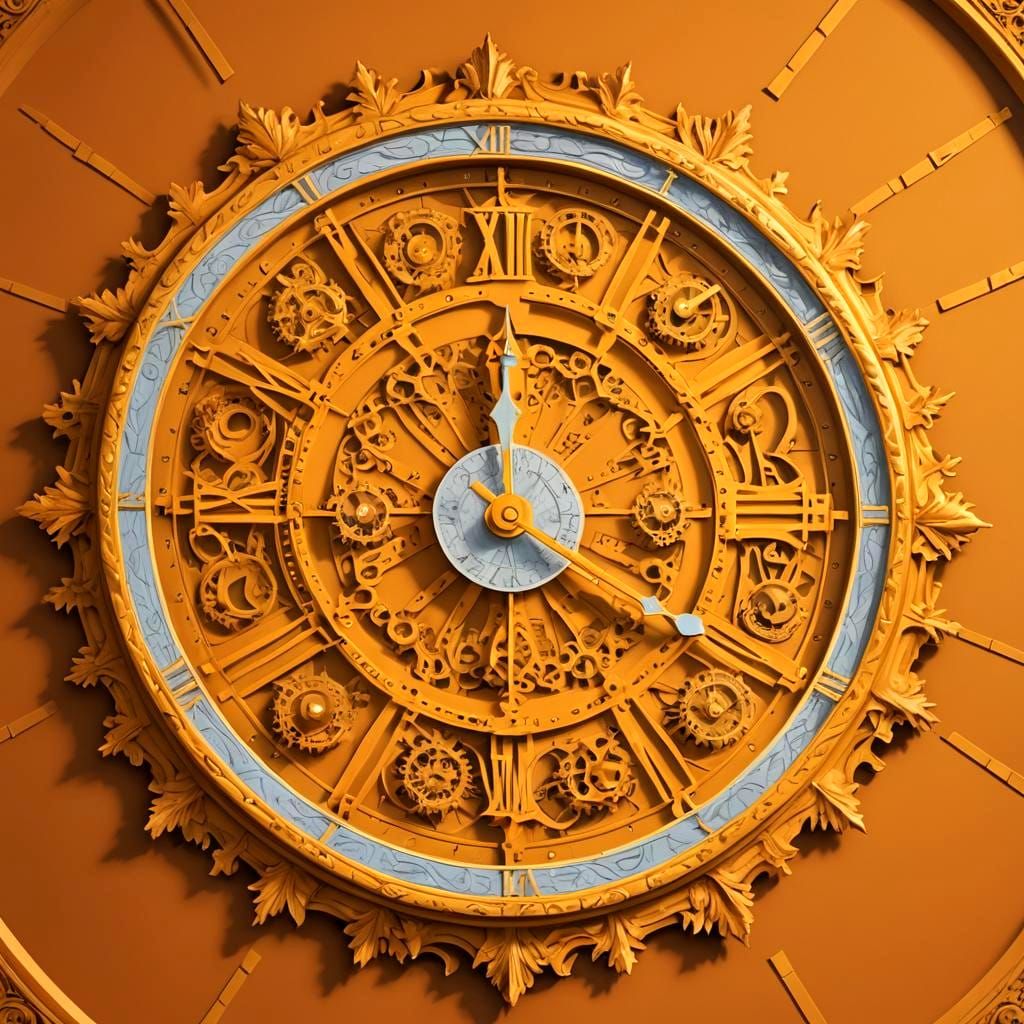 Intricate Clock Face with Visible Mechanisms
