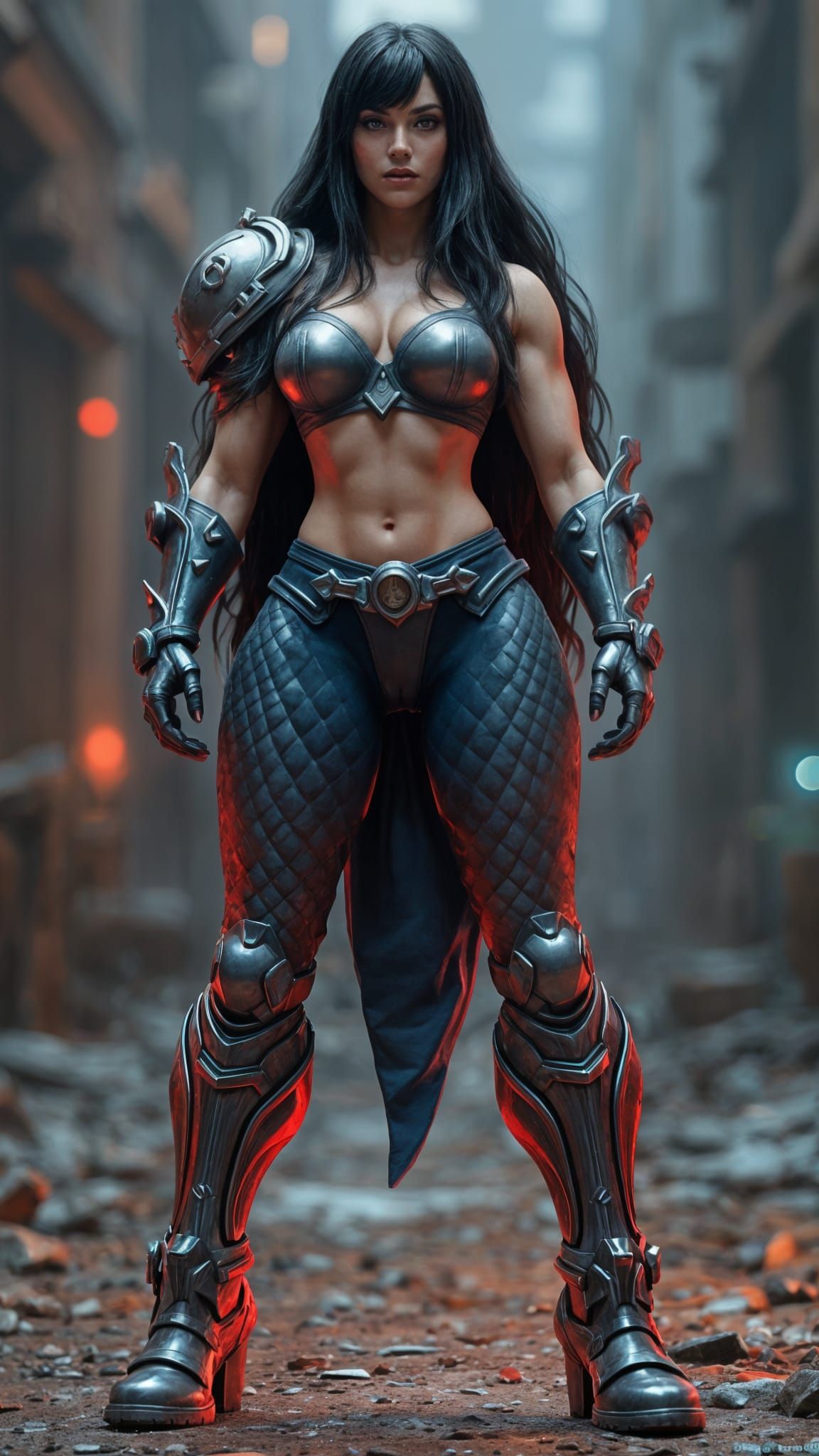 Elegant Sci-Fi Warrior in Polished Metal Armor