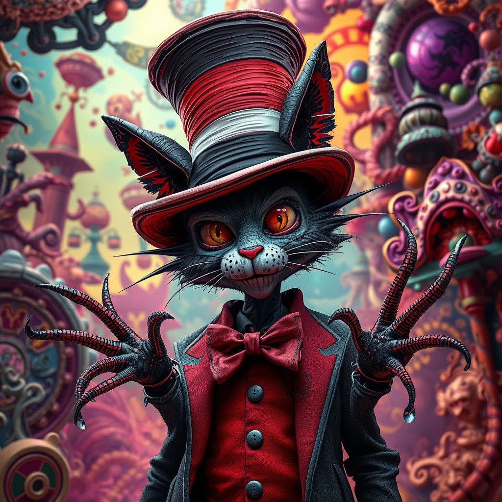 Whimsical Gothic Creature with Scissorhands in 8k