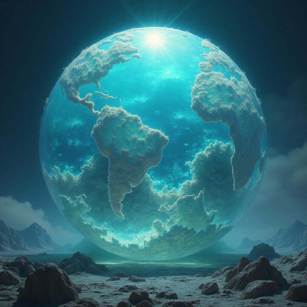 Earth in Crystal Sphere: Dreamy Sci-Fi Art