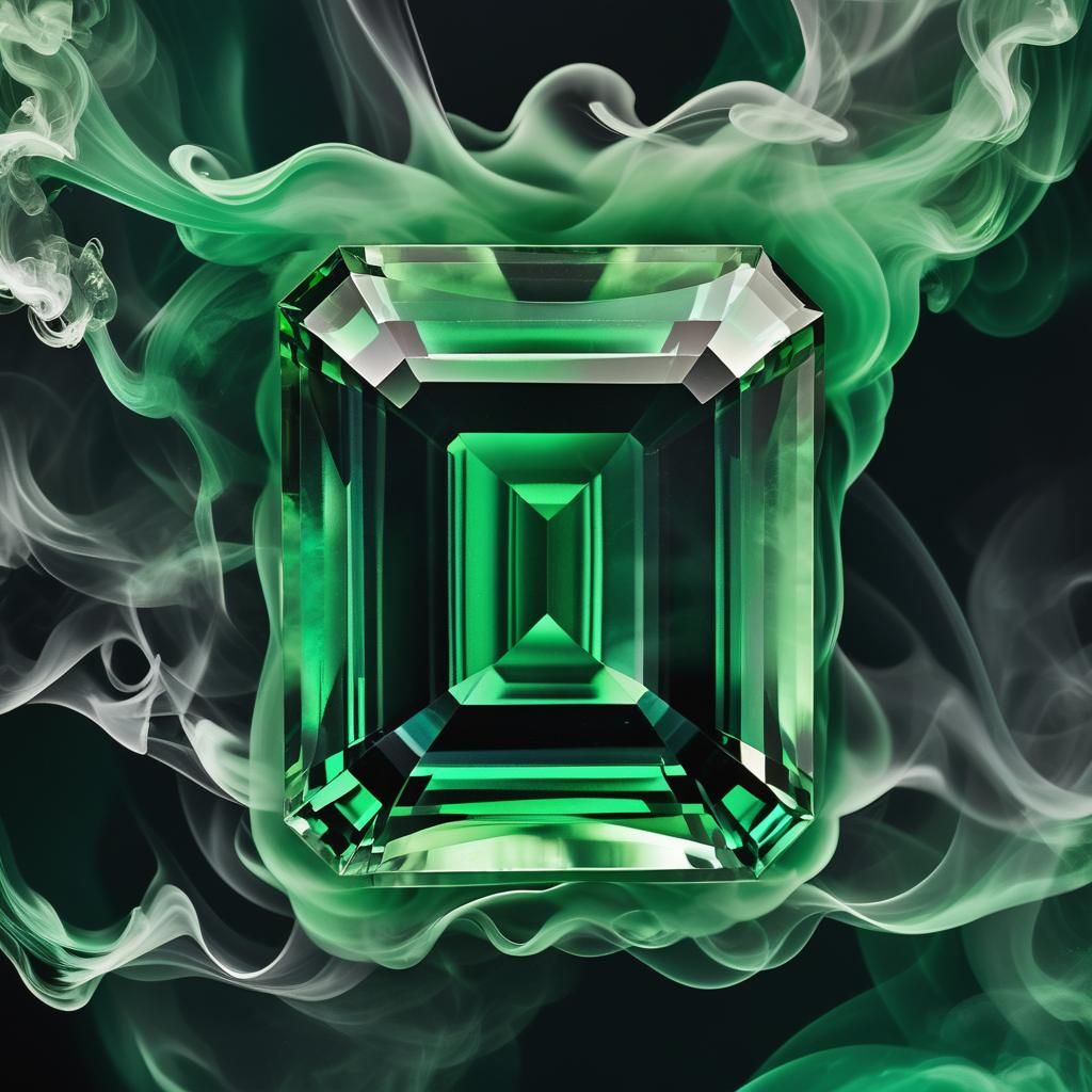 Emerald Gem Photogram in Surrealist Style