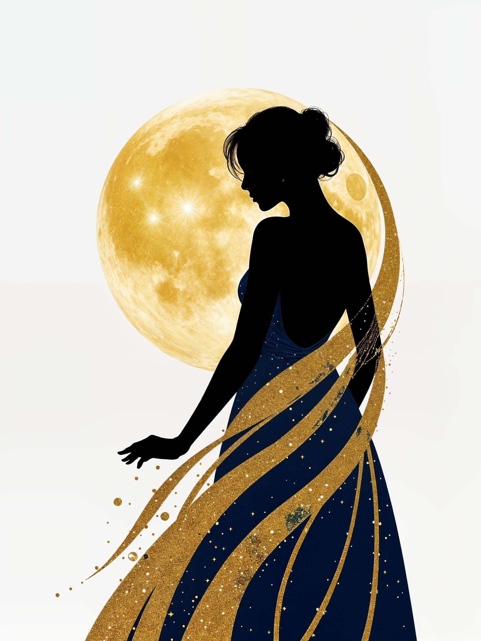 Elegant Golden Moonlit Portrait
