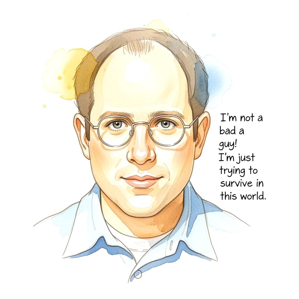 Watercolor Portrait of George Costanza with Quote