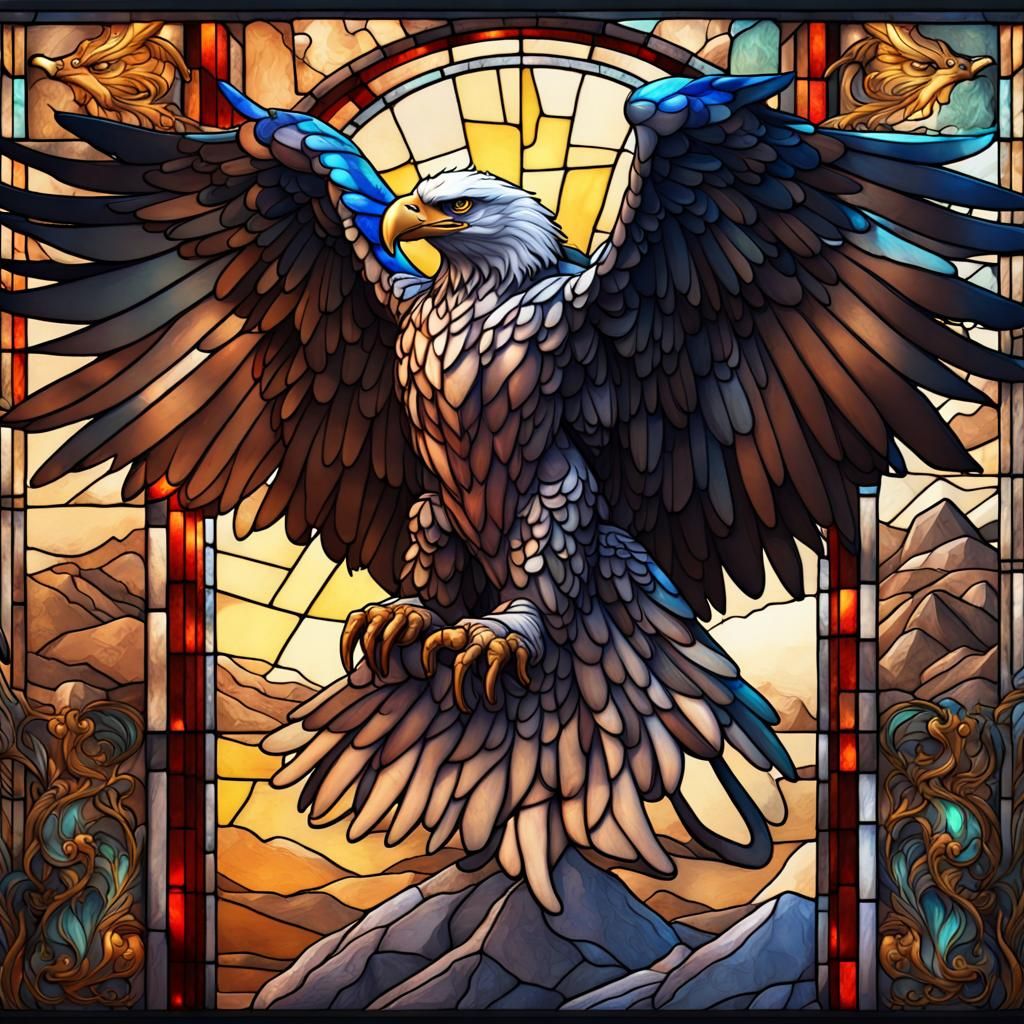 Stained Glass Eagle: Detailed Matte Painting