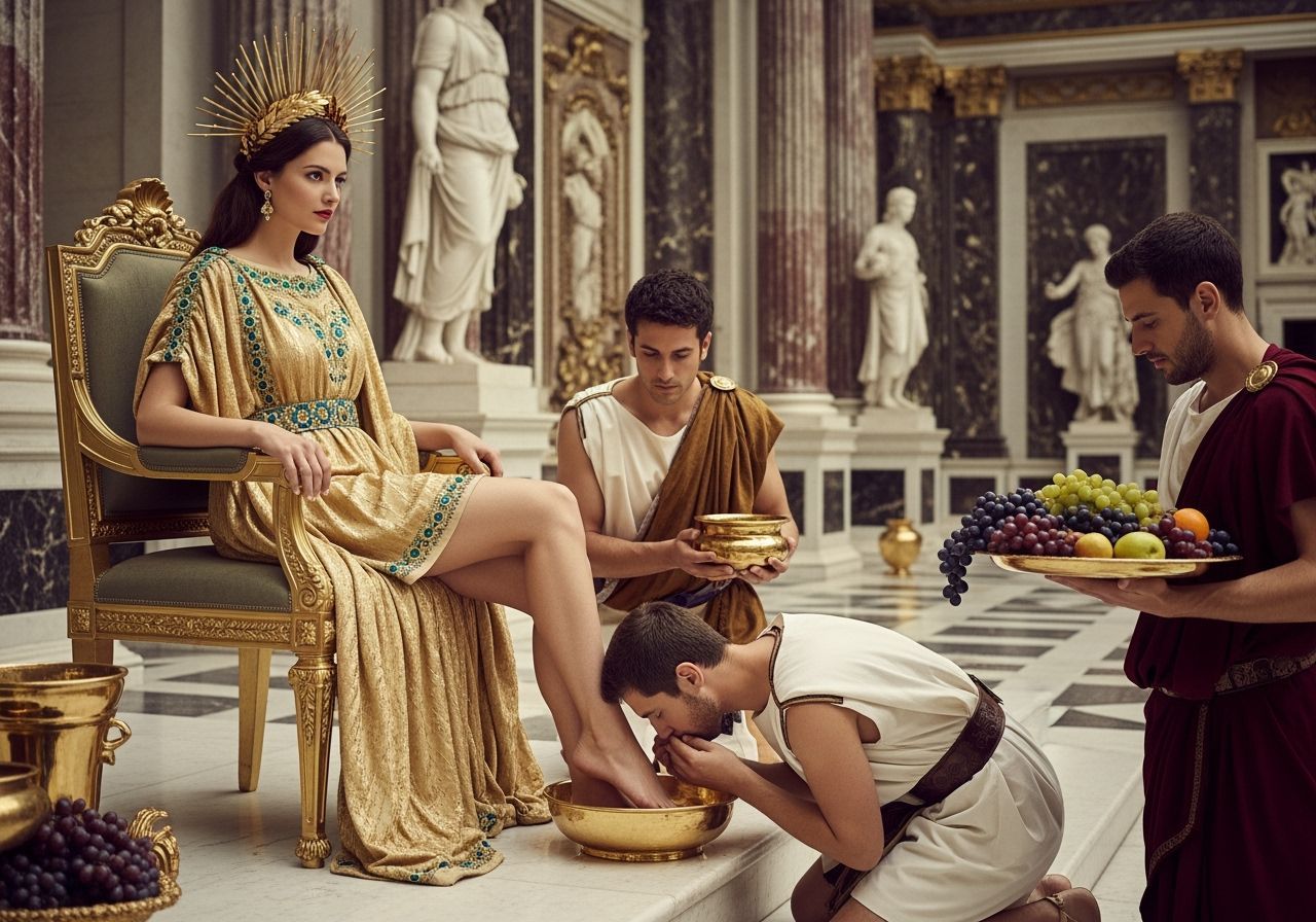 Roman Empress on Golden Throne, Photorealistic Style