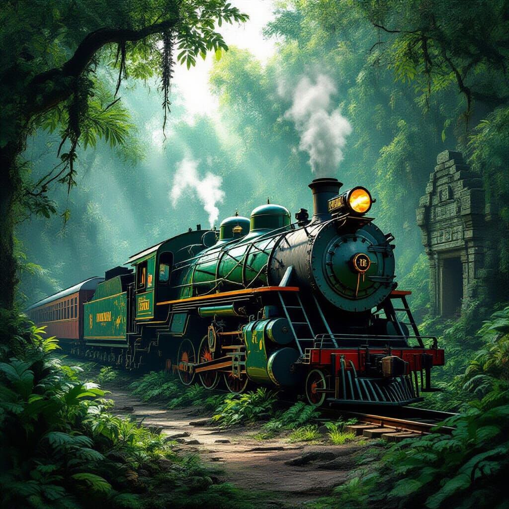 Abandoned Train in Alien Jungle Ruins