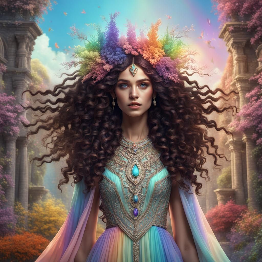 Spring Witch in Grecian Gown: Fantasy Art