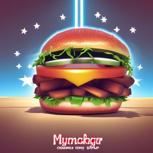 Electrical Hamburger Explosion in Hyperrealistic 3D Art