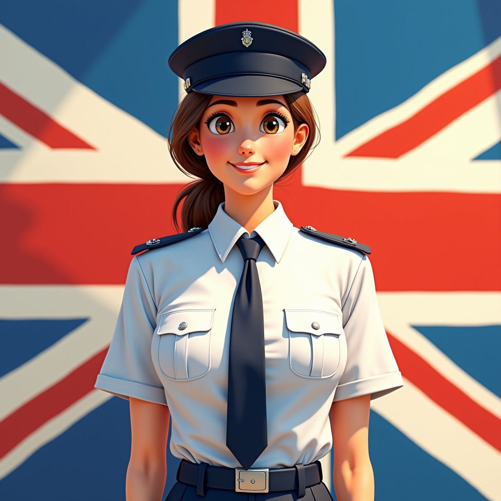 UK Prison Officer in Pixar-Disney Cartoon Style