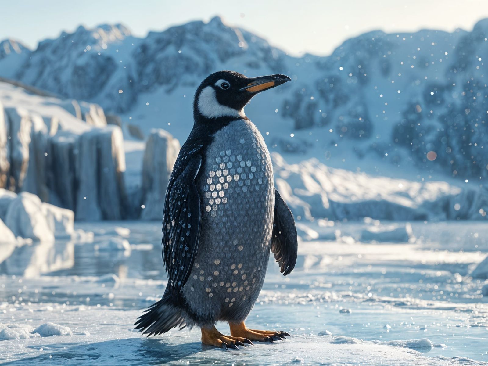 Spectacular Sequined Penguin at Sunset