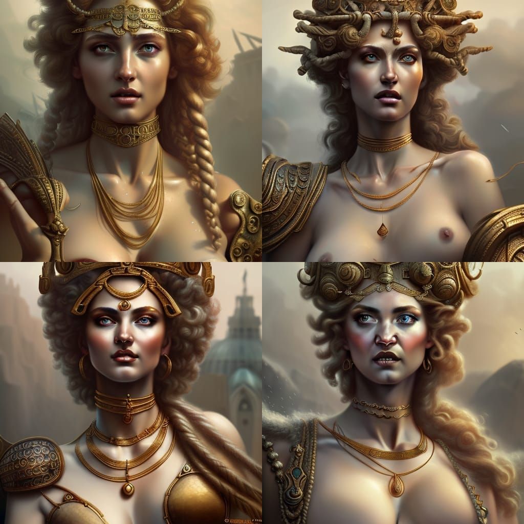 Carthaginian Goddess Tanit in Rain, Hyperrealistic Art