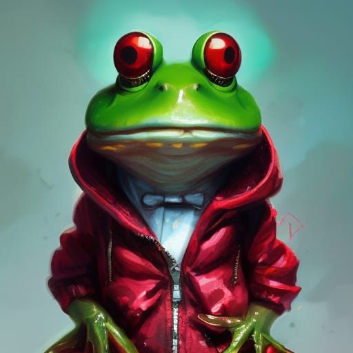 Chibi Frog Portrait with Red Jacket