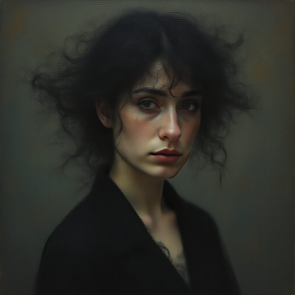 Enigmatic Female Figure in a Whimsical Atmosphere