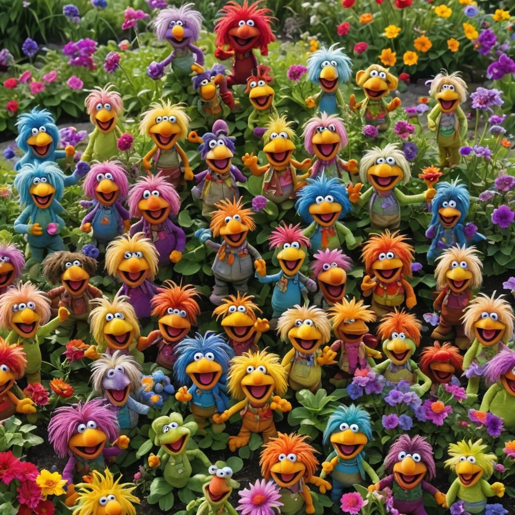 Colorful Fraggle Garden Scene