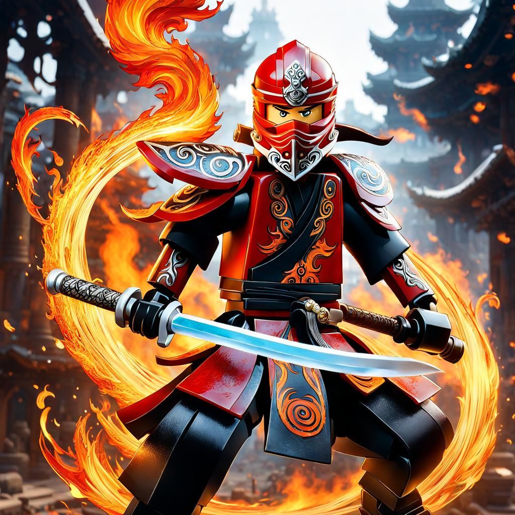Kai the Fire Ninja with Flaming Sword