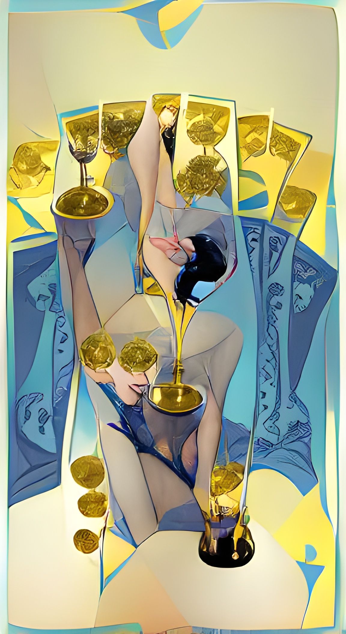 Nine of Cups Tarot Card Art in Vargas Style