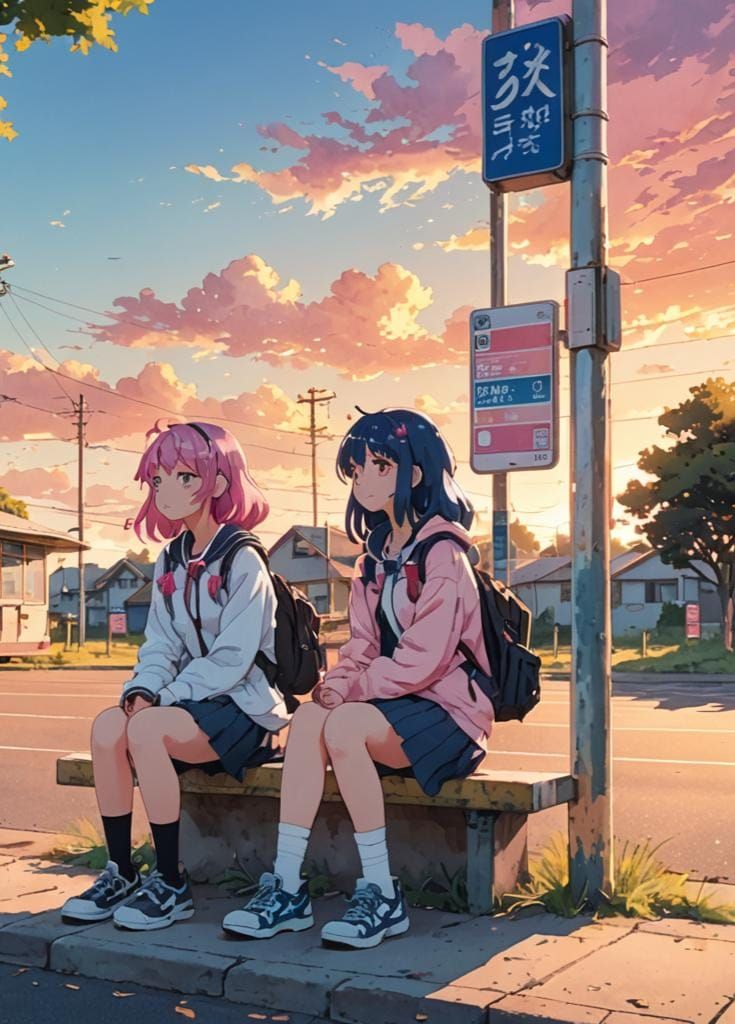 A high school kid with black hair and a high school girl wit...