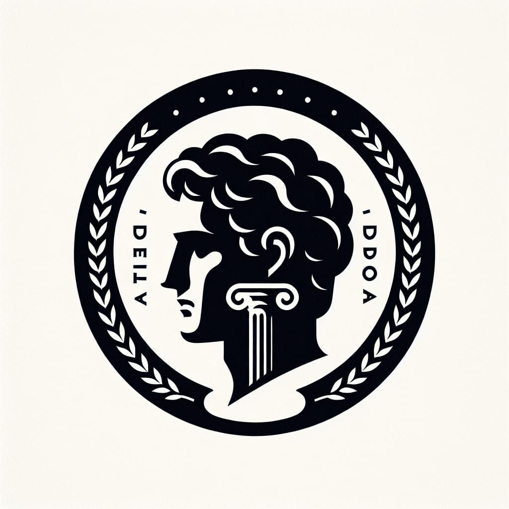 Minimalist Stoic Philosopher Logo with Laurel Wreath