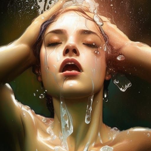 Detailed Portrait of Woman Showering in Unreal Engine