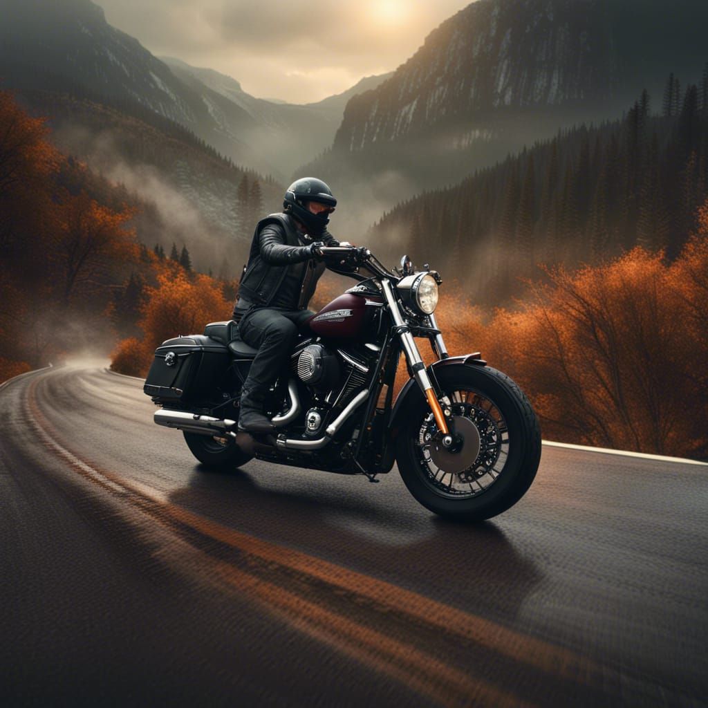 Harley Davidson on a Mountain Road