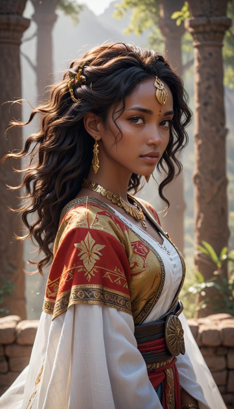 Ethiopian Woman in Tigray-Inspired 3D Anime Style