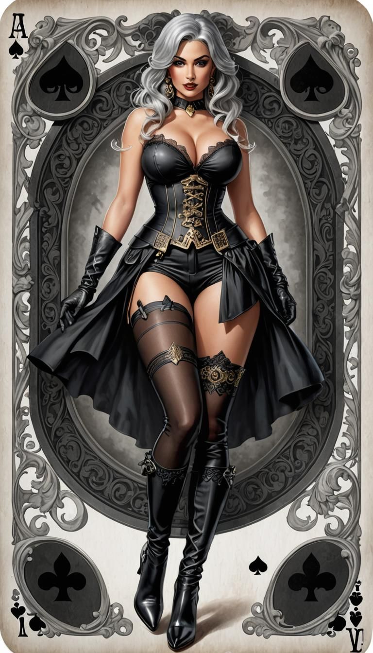 Ace of Spades Pin-Up Girl Illustration