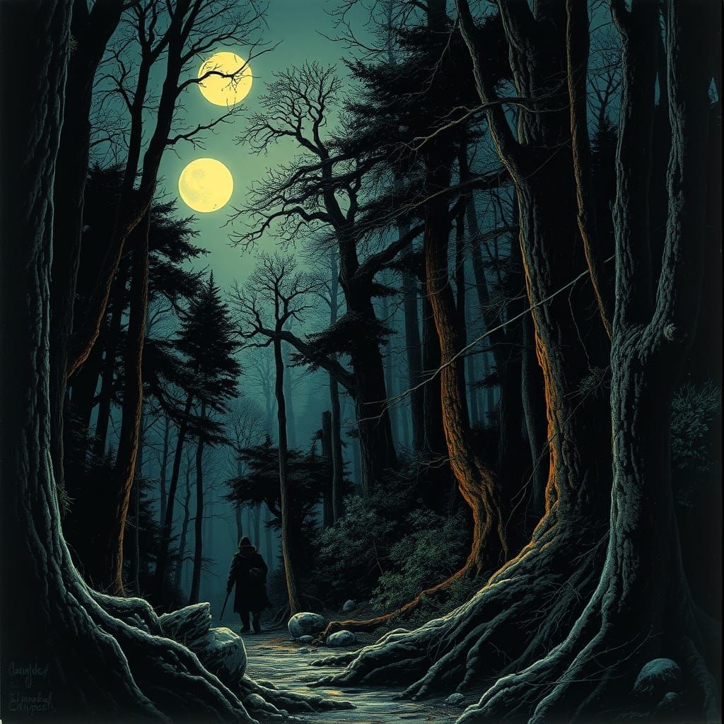 Mystical Forest: A Dark Fantasy Scene