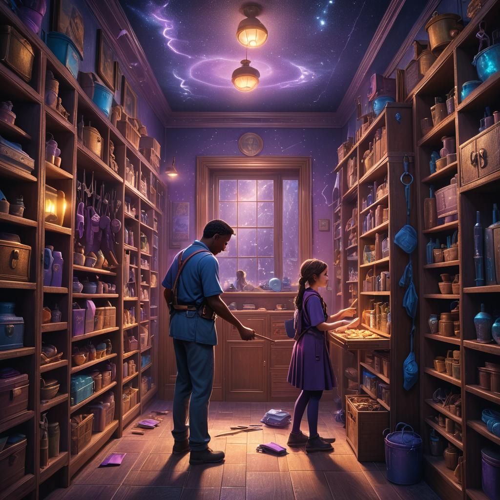 Magical School Janitor and Lunchbox Closet: Fantasy Art