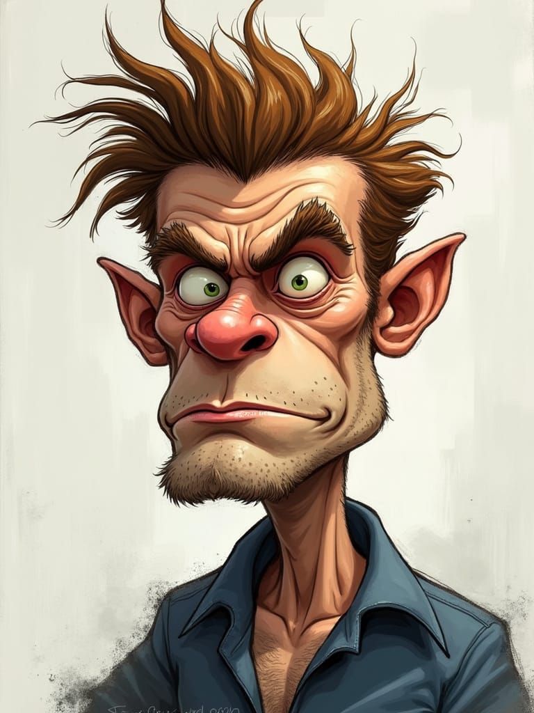 Willem Dafoe Caricature in Cartoon Style