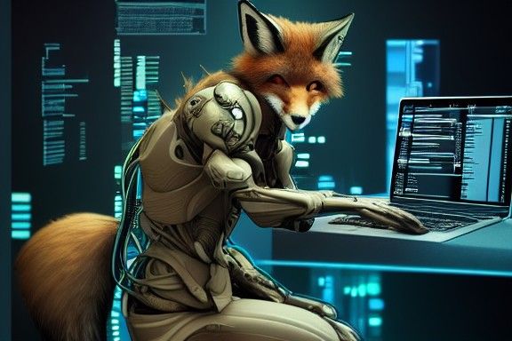 Cyberpunk Fox Hacker in Hyper-Detailed Digital Art