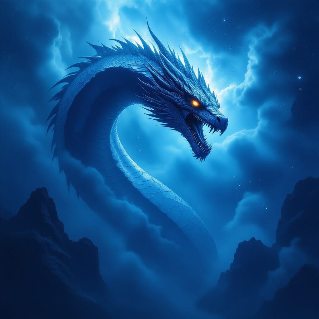 Colossal Spectral Sea Serpent in Cosmic Nebula