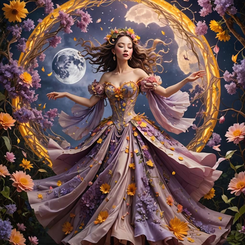 Enchanting Dance of Flower Petal Royalty