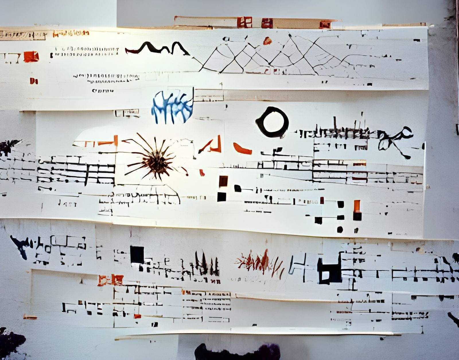 Cosmic Graphic Score in Mixed Media Style