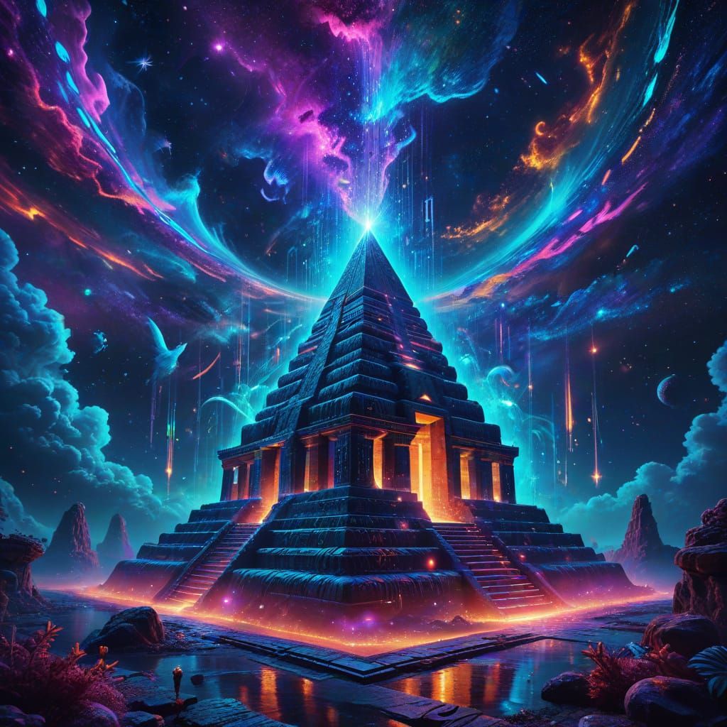 Soul Sacred Temple in Psychedelic Cosmic Art