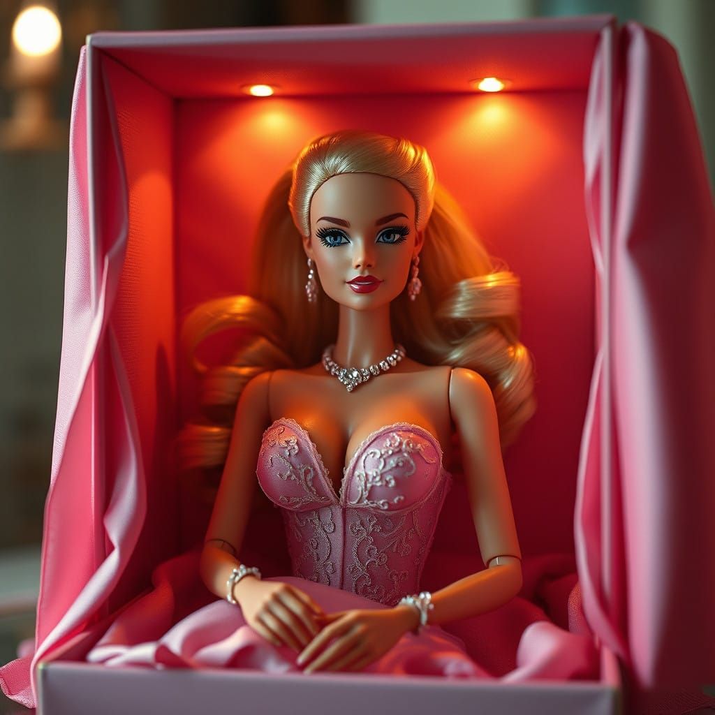 Romantic Barbie Doll in Vintage Film Style