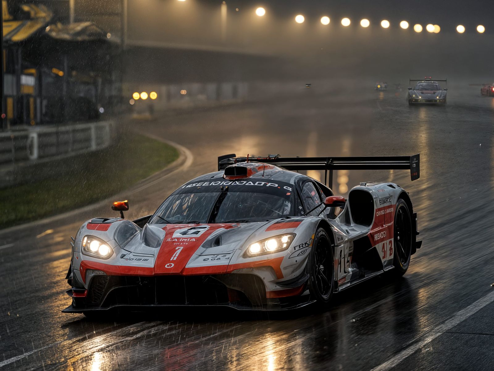 Supercar Racing at Le Mans: Night Scene