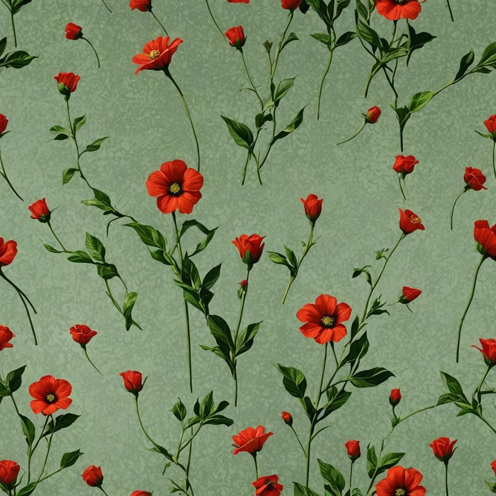 Hyperrealistic Single Red Flower with Three Petals