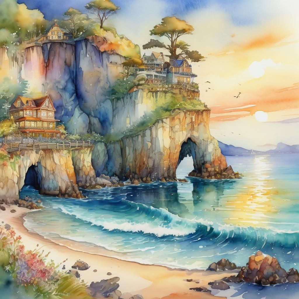 Cliffside With Buildings