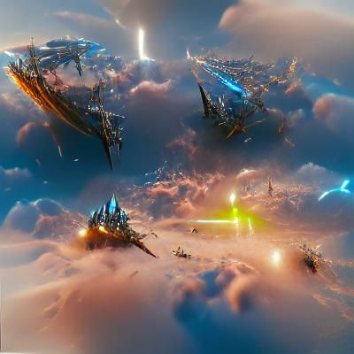 Spaceships Engaged in a Sci-Fi Battle