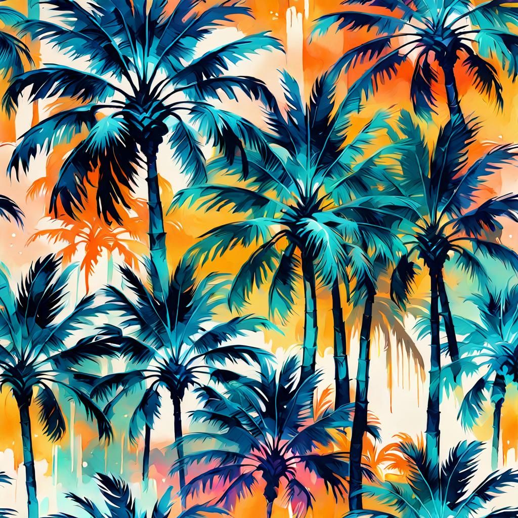 Elegant Palm Tree Pattern in Warm Palette