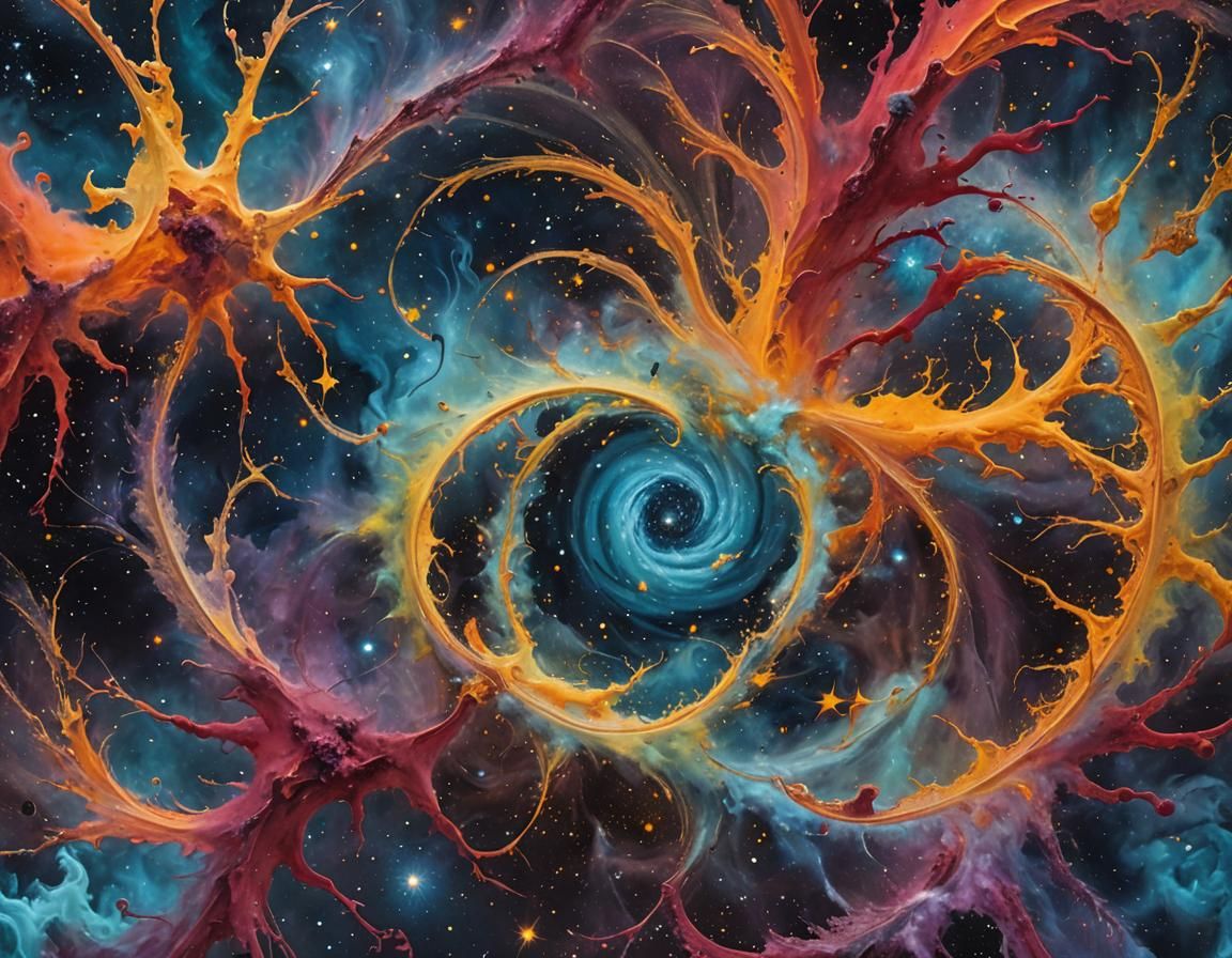 Surreal Cosmic Art: Universe's Cycle of Life