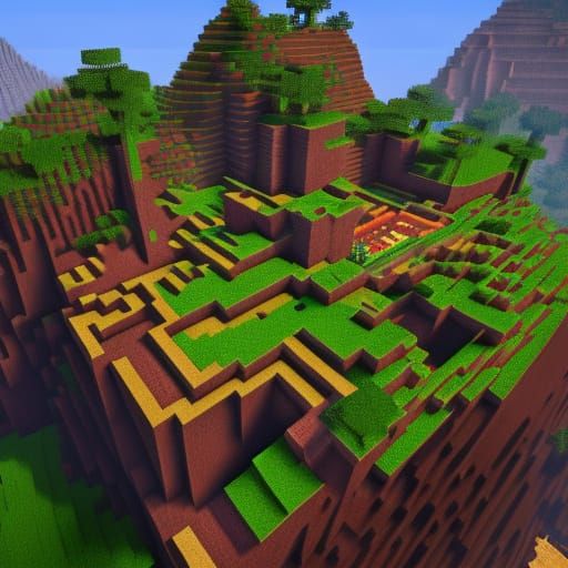 Detailed Minecraft Landscape in Deep Color
