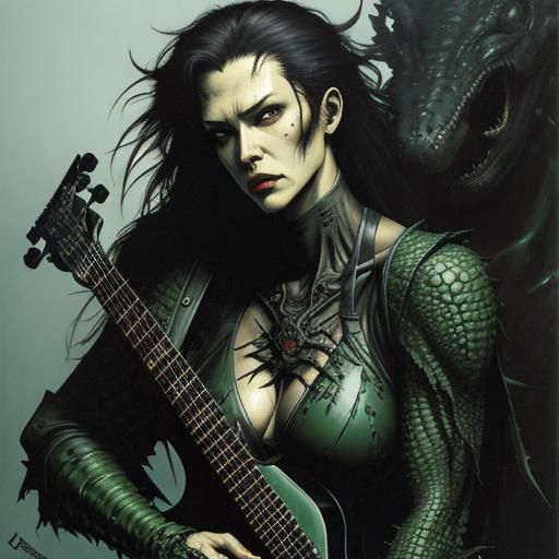 Sinister Alligator Monster in Swamp Art