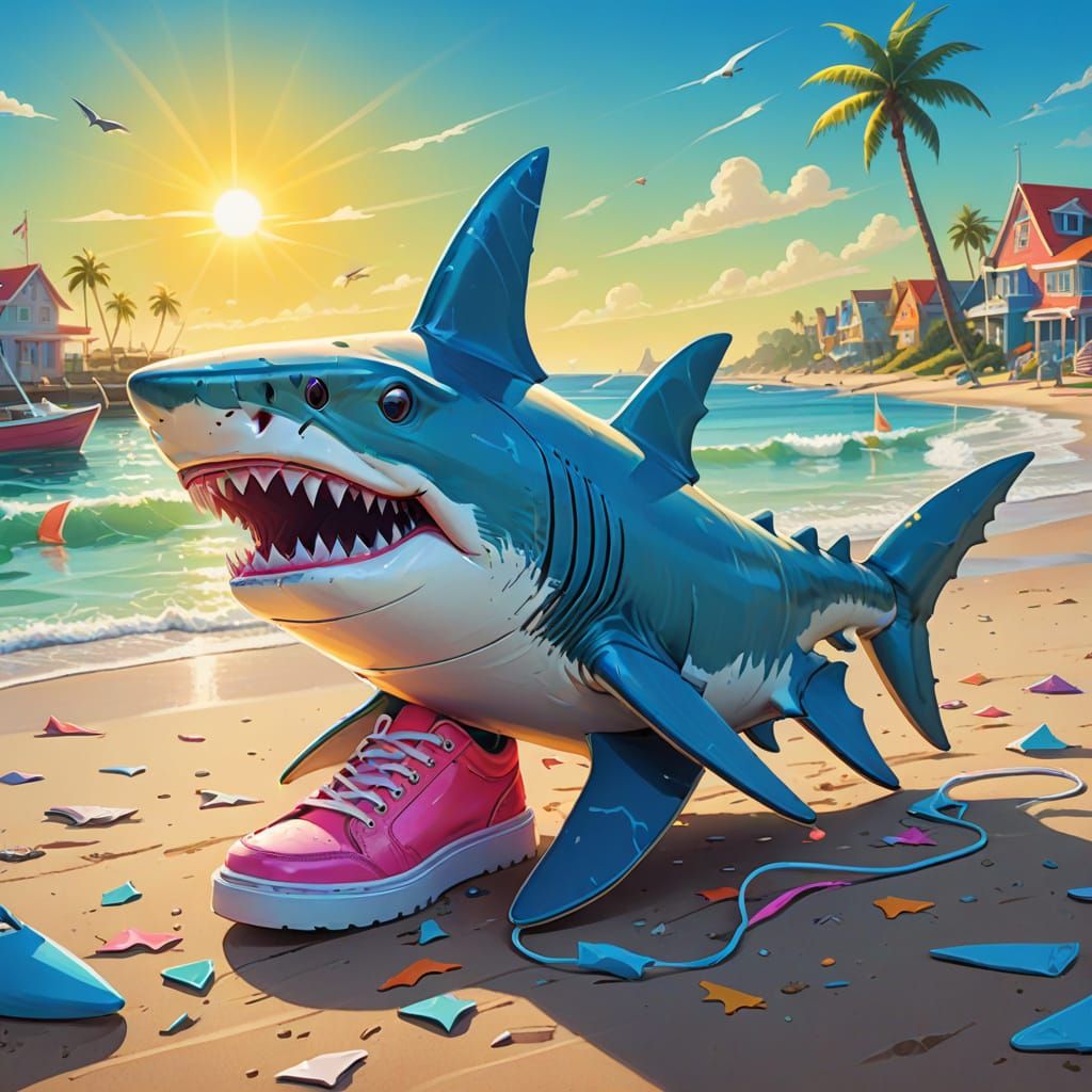 Quirky Shark Rocks Beachside Shoes