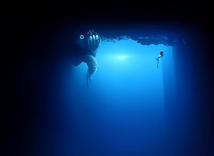 Giant Anglerfish in Deep Water by Kane Pixel