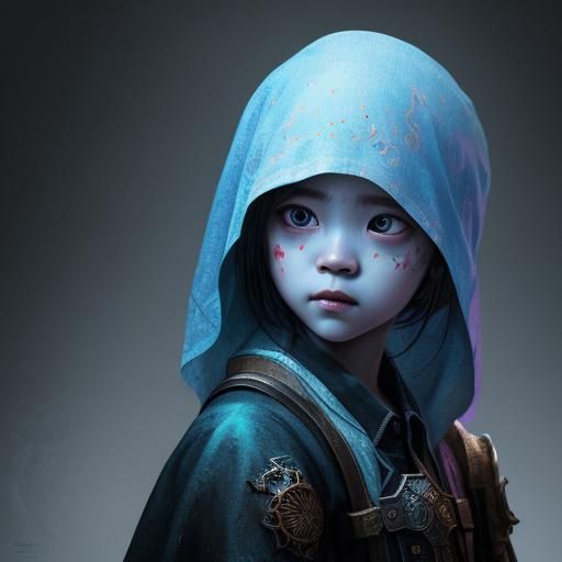 Shy Ghost in Hyperrealistic Splash Art Style