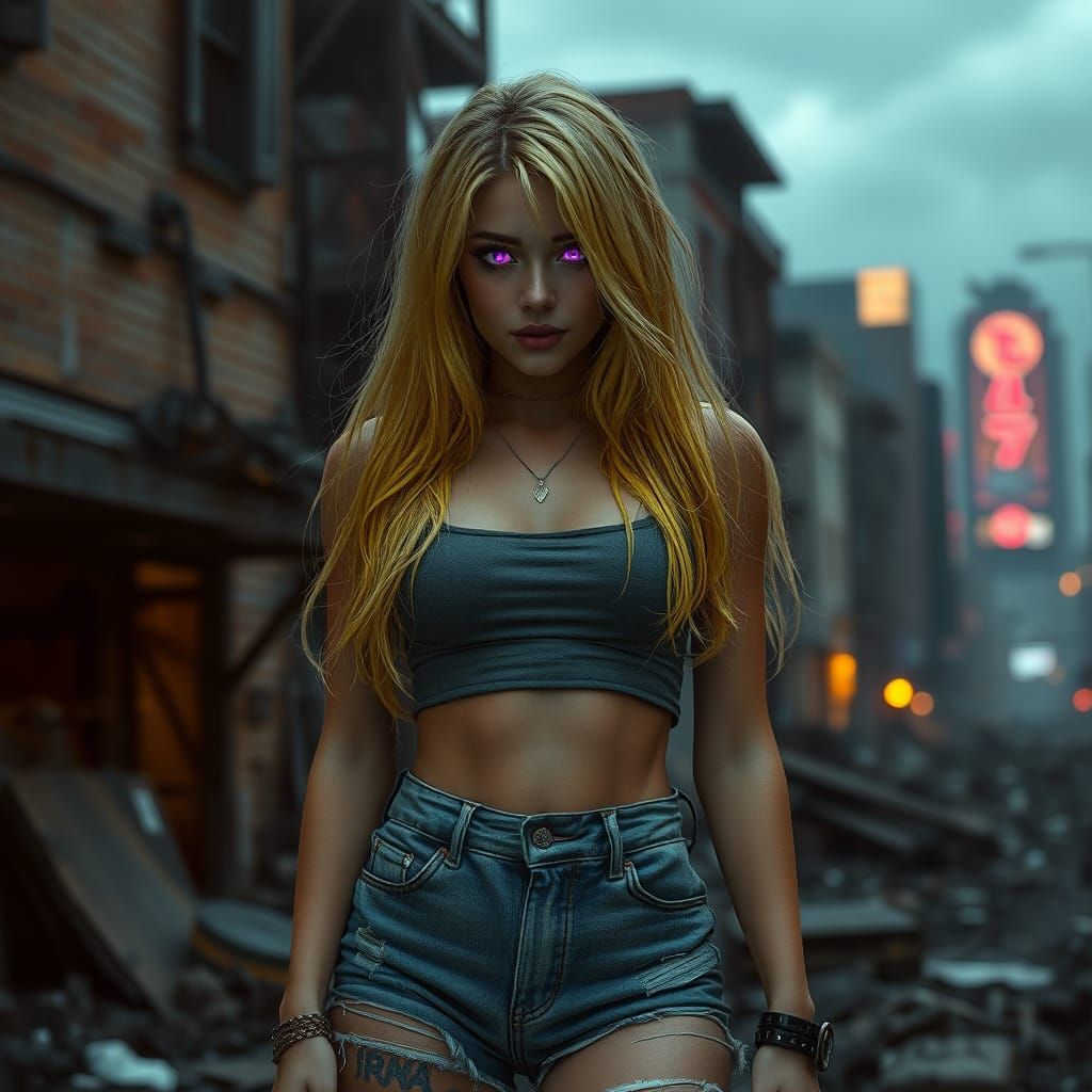 Cyberpunk Goddess in Ruins