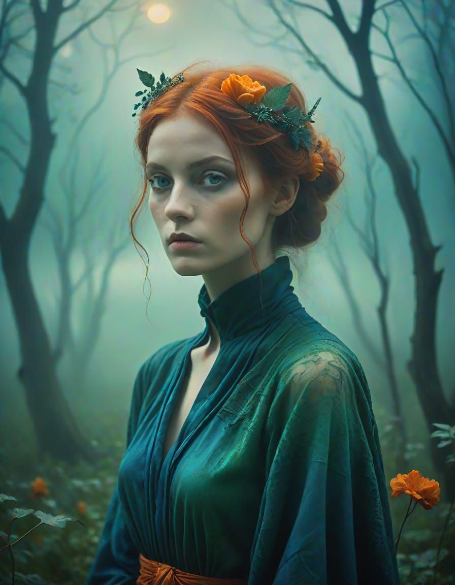 Surreal Dreamlike Portrait in Misty Surroundings