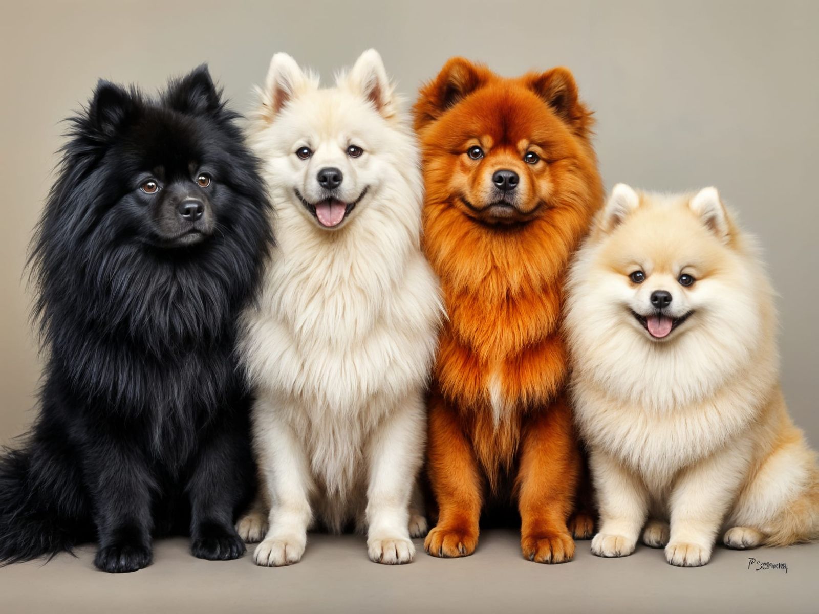Stunning Canine Quartet in Vibrant Oil Painting